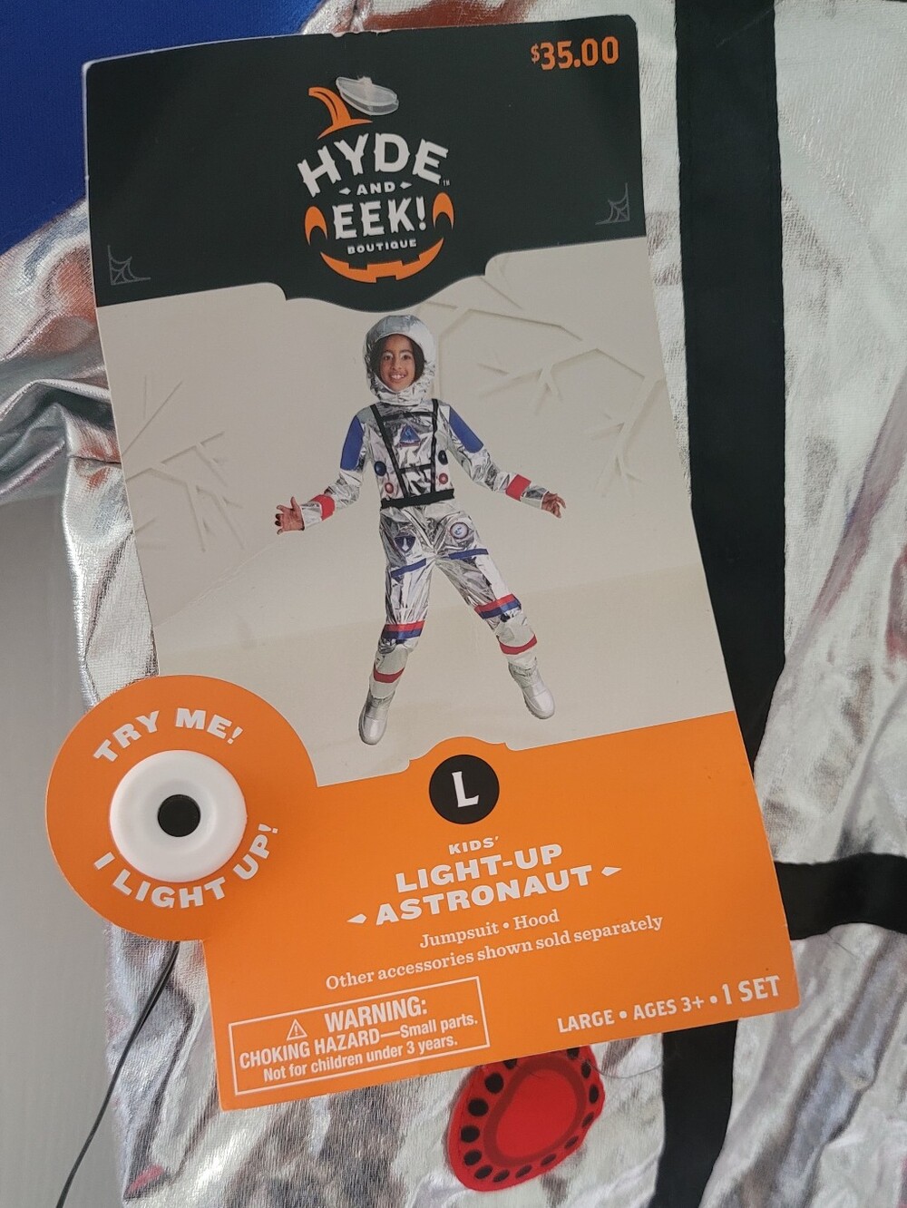 Hyde & Eek ASTRONAUT Space Explorer Light up Halloween Costume Size L (10-12).